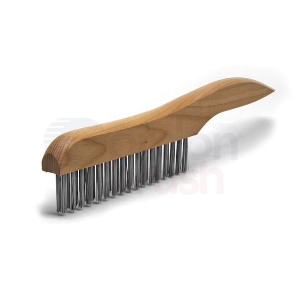 2 x 17 Row 0.012" SS Wire and Wood Shoe Handle Scratch Brush